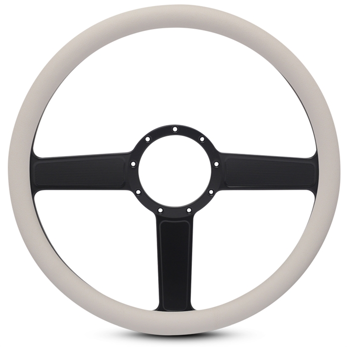 Linear Billet Steering Wheel 15" Matte Black Spokes/White Grip