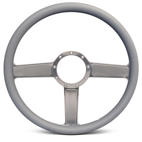 Linear Billet Steering Wheel 15" Clear Anodized Spokes/Grey Grip