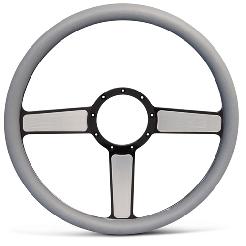 Linear Billet Steering Wheel 15" Black Spokes with Machined Highlights/Grey Grip