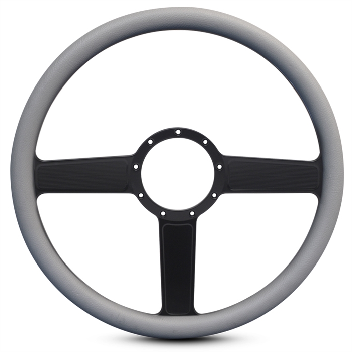 Linear Billet Steering Wheel 15" Matte Black Spokes/Grey Grip