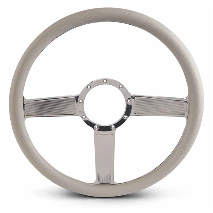 Linear Billet Steering Wheel 15" Polished Spokes/Grey Grip