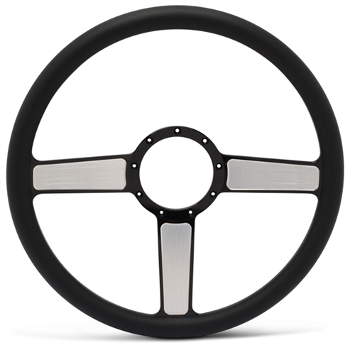 Linear Billet Steering Wheel 15" Black Spokes with Machined Highlights/Black Grip