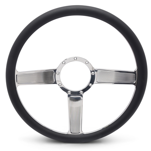 Linear Billet Steering Wheel 15" Polished Spokes/Black Grip