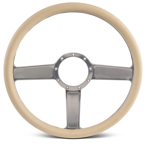 Linear Billet Steering Wheel 15" Clear Anodized Spokes/Tan Grip