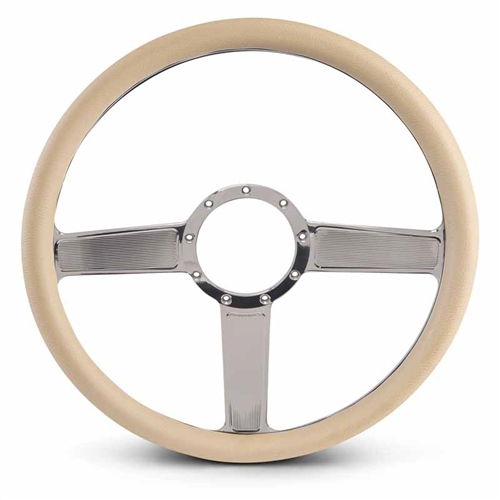 Linear Billet Steering Wheel 15" Clear Coat Spokes/Tan Grip