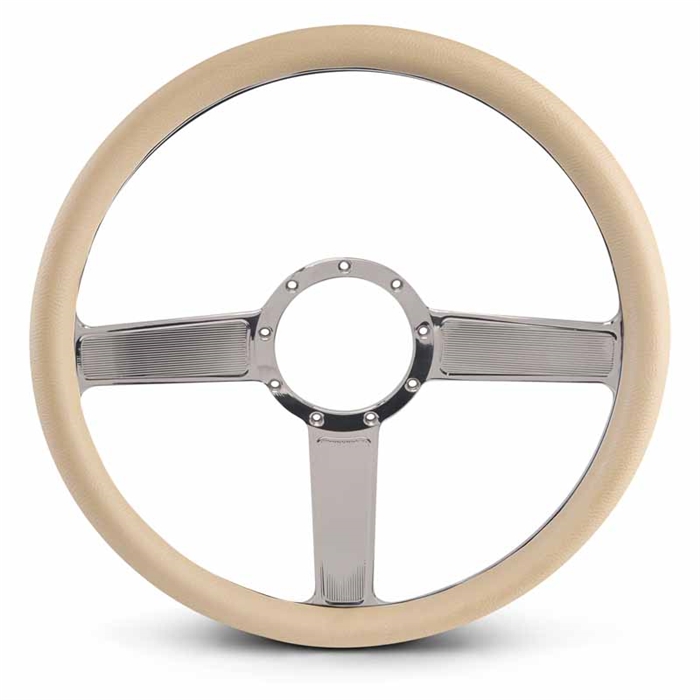 Linear Billet Steering Wheel 15" Clear Coat Spokes/Tan Grip