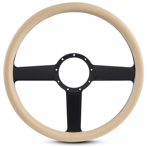 Linear Billet Steering Wheel 15" Matte Black Spokes/Tan Grip