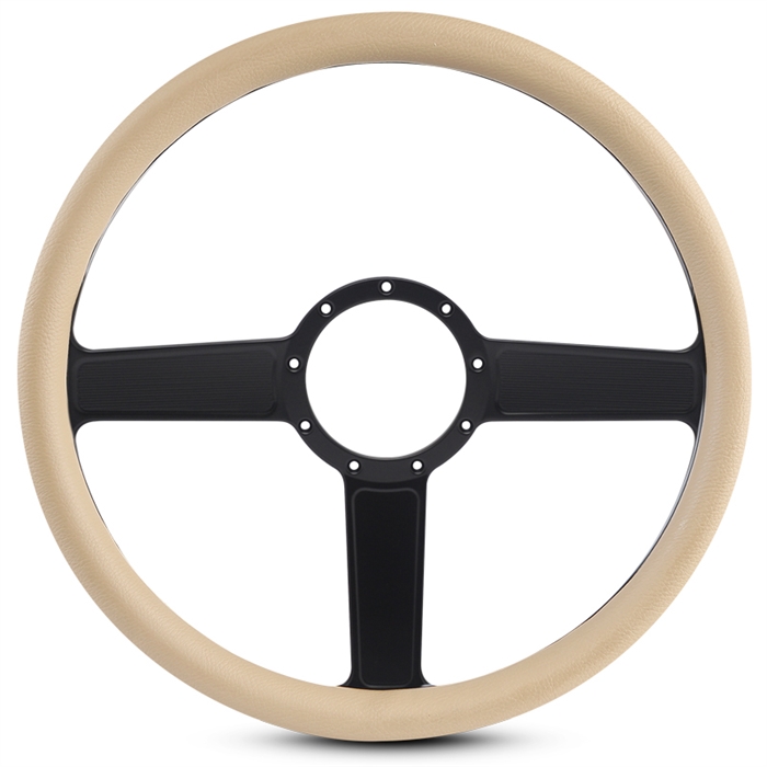 Linear Billet Steering Wheel 15" Matte Black Spokes/Tan Grip