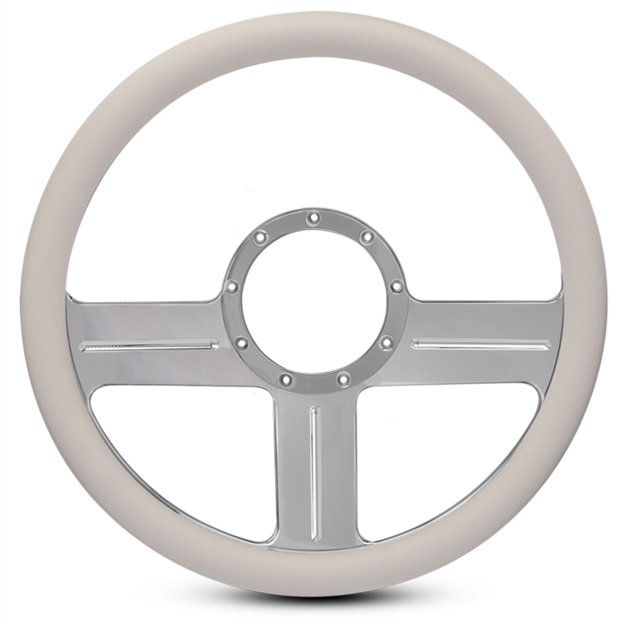 G3 Billet Steering Wheel 15" Clear Anodized Spokes/White Grip