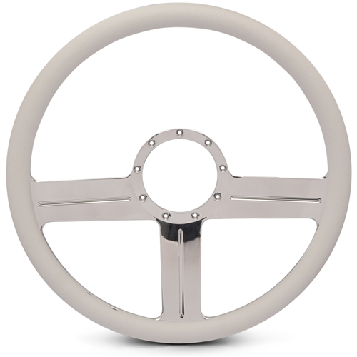 G3 Billet Steering Wheel 15" Clear Coat Spokes/White Grip