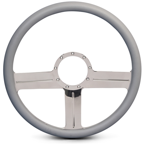G3 Billet Steering Wheel 15" Polished Spokes/Grey Grip