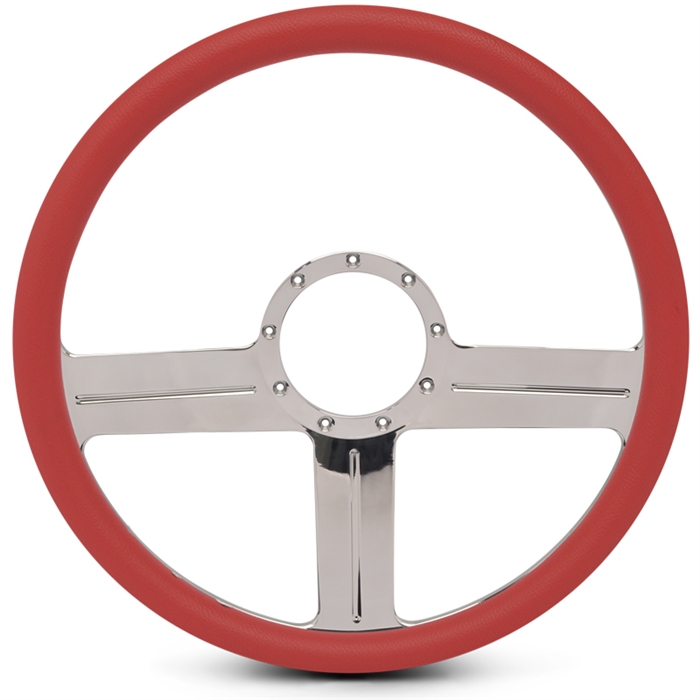 G3 Billet Steering Wheel 15" Clear Coat Spokes/Red Grip