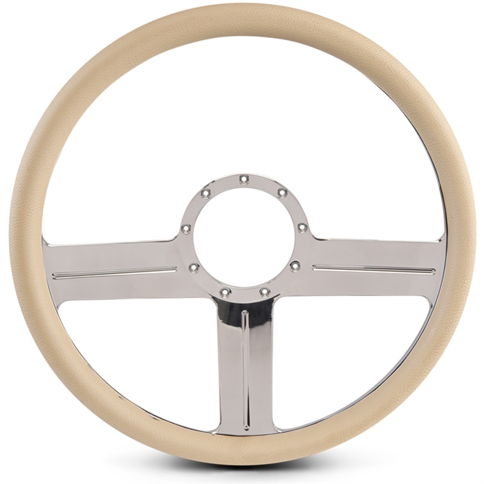 G3 Billet Steering Wheel 15" Polished Spokes/Tan Grip