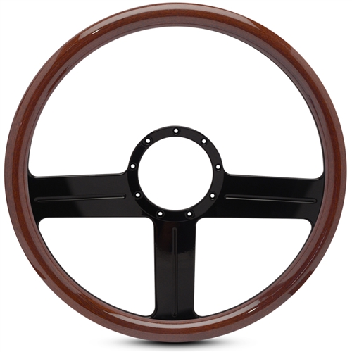 G3 Billet Steering Wheel 15" Gloss Black Spokes/Woodgrain Grip