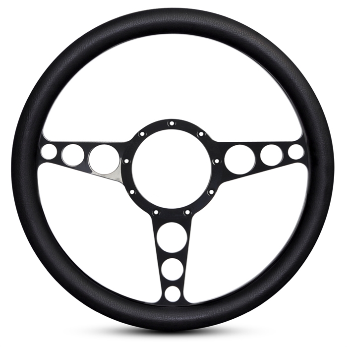 Racer Billet Steering Wheel 13-1/2" Black Anodized Spokes/Black Grip