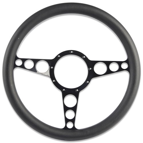 Racer Billet Steering Wheel 13-1/2" Gloss Black Spokes/Black Grip