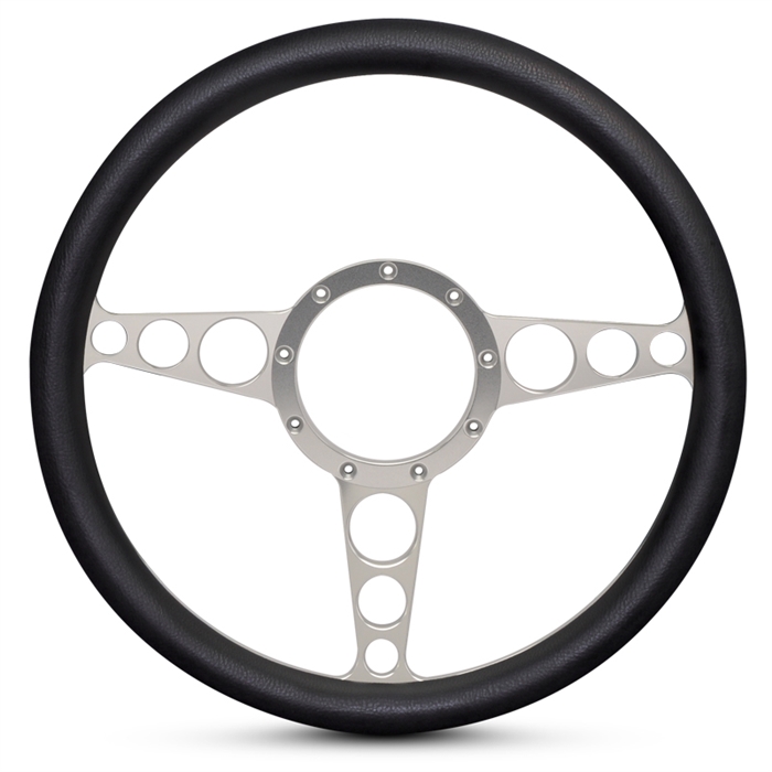 Racer Billet Steering Wheel 13-1/2" Clear Anodized Spokes/Black Grip