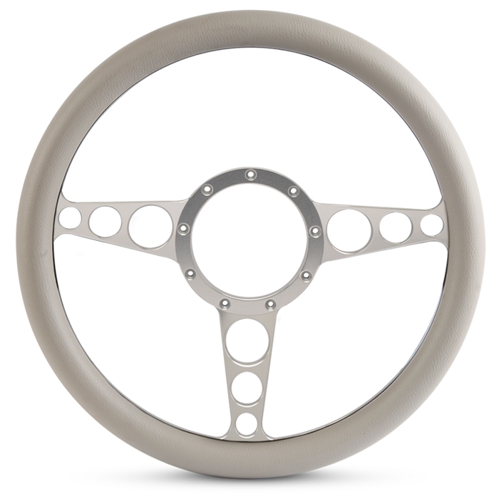 Racer Billet Steering Wheel 13-1/2" Clear Anodized Spokes/Grey Grip