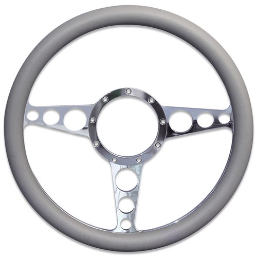 Racer Billet Steering Wheel 13-1/2" Clear Coat Spokes/Grey Grip