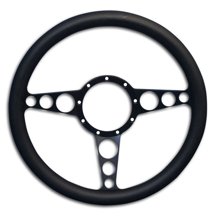 Racer Billet Steering Wheel 13-1/2" Matte Black Spokes/Black Grip