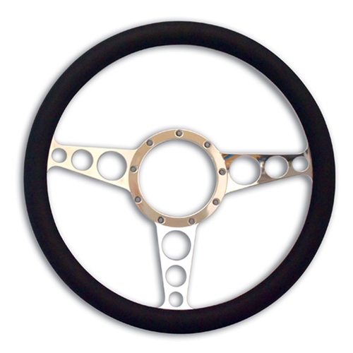 Racer Billet Steering Wheel 13-1/2" Polished Spokes/Black Grip