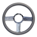 SS Logo Billet Steering Wheel 13-1/2" Clear Coat Spokes/Grey Grip