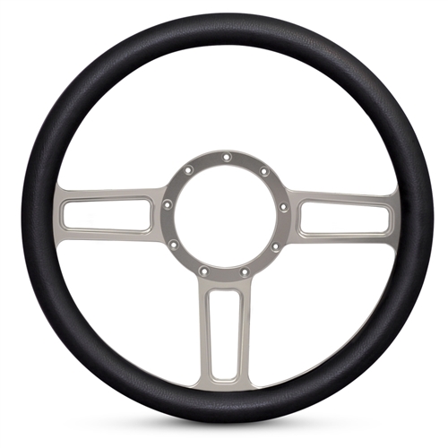 Launch Billet Steering Wheel 13-1/2" Clear Anodized Spokes/Black Grip