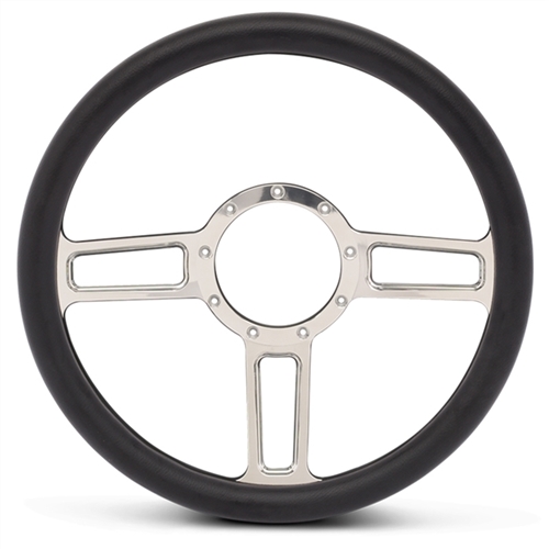 Launch Billet Steering Wheel 13-1/2" Clear Coat Spokes/Black Grip