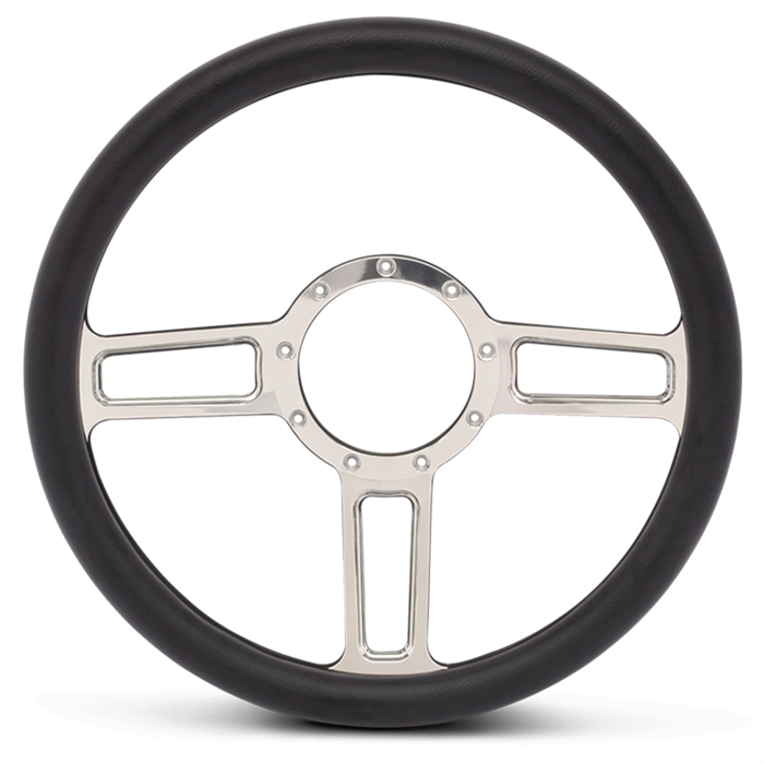Launch Billet Steering Wheel 13-1/2" Clear Coat Spokes/Black Grip