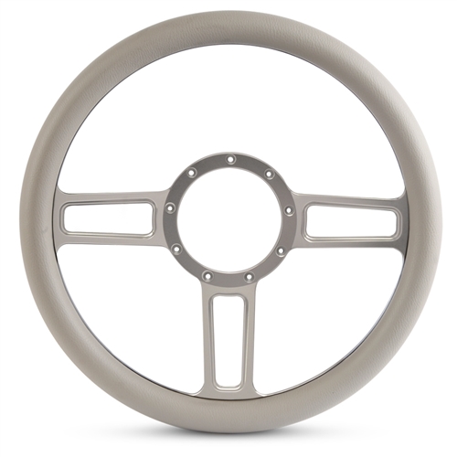 Launch Billet Steering Wheel 13-1/2" Clear Anodized Spokes/Grey Grip