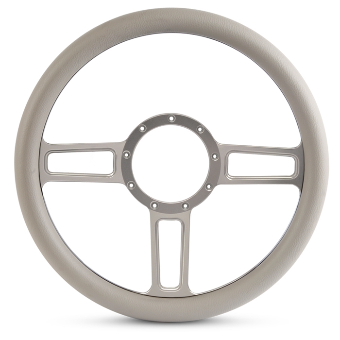 Launch Billet Steering Wheel 13-1/2" Clear Anodized Spokes/Grey Grip