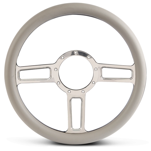 Launch Billet Steering Wheel 13-1/2" Clear Coat Spokes/Grey Grip