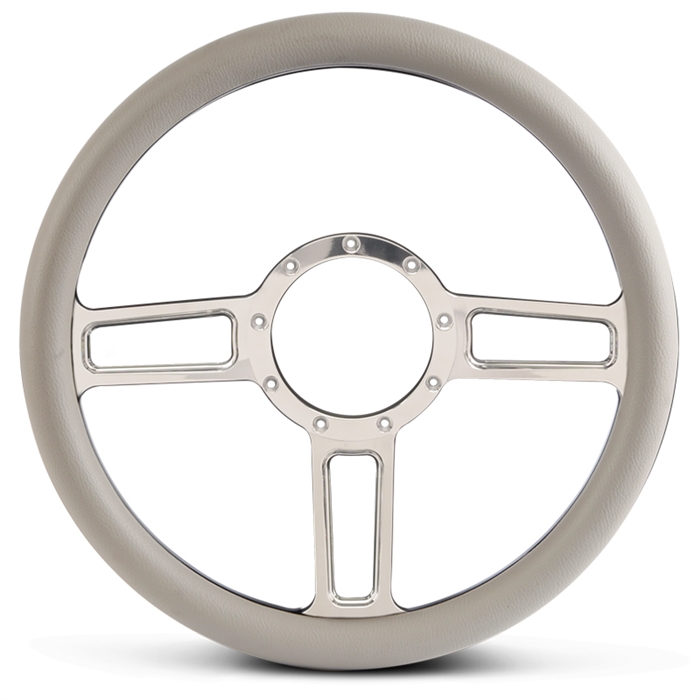Launch Billet Steering Wheel 13-1/2" Clear Coat Spokes/Grey Grip