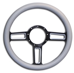 Launch Billet Steering Wheel 13-1/2" Black Spokes with Machined Highlights/Grey Grip