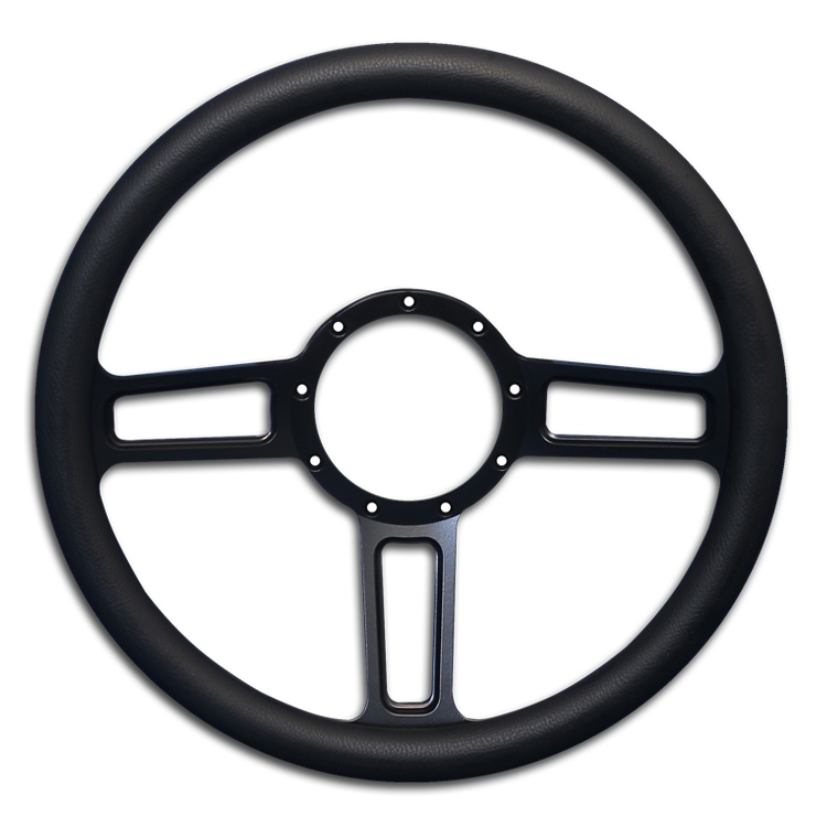 Launch Billet Steering Wheel 13-1/2" Matte Black Spokes/Black Grip