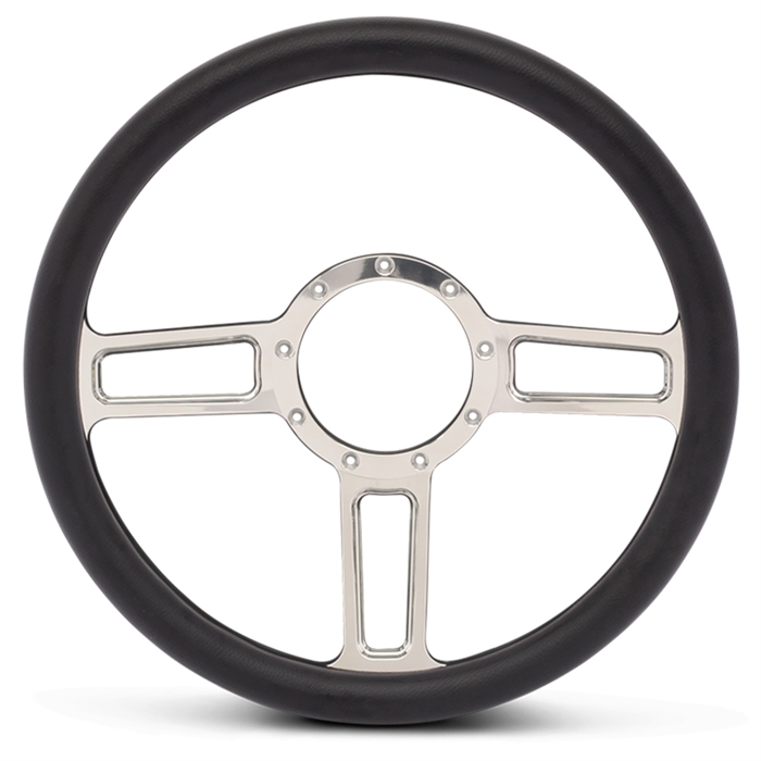 Launch Billet Steering Wheel 13-1/2" Polished Spokes/Black Grip