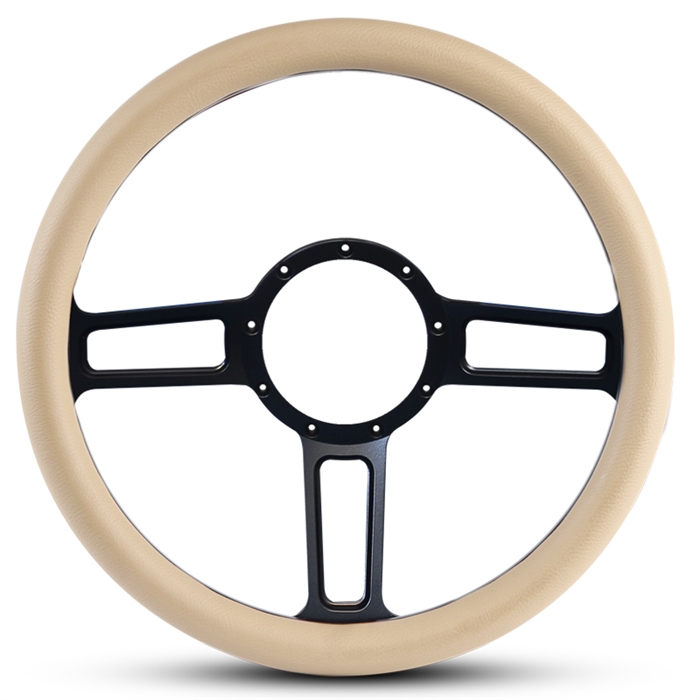 Launch Billet Steering Wheel 13-1/2" Matte Black Spokes/Tan Grip