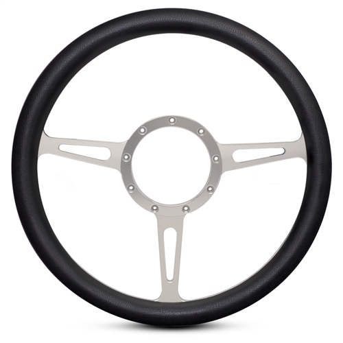 Classic Billet Steering Wheel 13-1/2" Clear Anodized Spokes/Black Grip