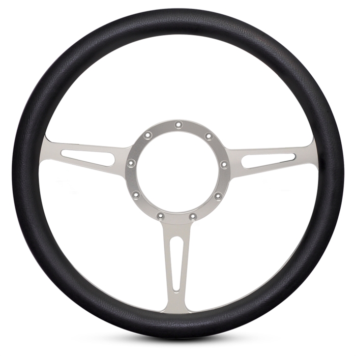 Classic Billet Steering Wheel 13-1/2" Clear Anodized Spokes/Black Grip