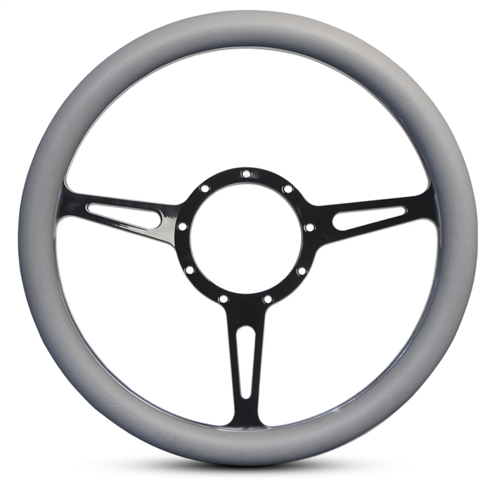 Classic Billet Steering Wheel 13-1/2" Black Anodized Spokes/Grey Grip