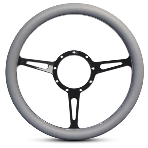 Classic Billet Steering Wheel 13-1/2" Gloss Black Spokes/Grey Grip