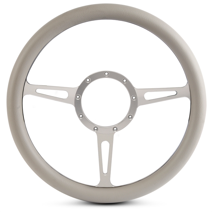 Classic Billet Steering Wheel 13-1/2" Clear Anodized Spokes/Grey Grip