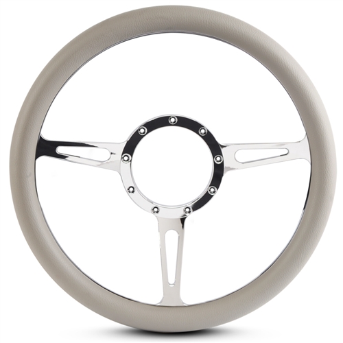 Classic Billet Steering Wheel 13-1/2" Clear Coat Spokes/Grey Grip