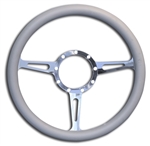 Classic Billet Steering Wheel 13-1/2" Polished Spokes/Grey Grip