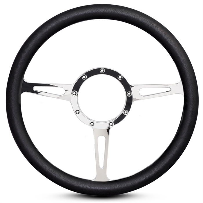 Classic Billet Steering Wheel 13-1/2" Polished Spokes/Black Grip