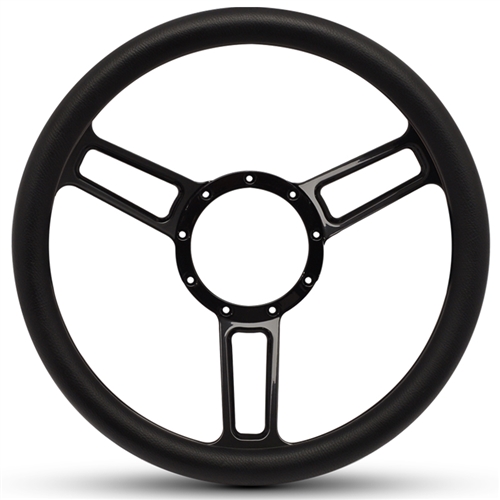 Launch Symmetrical Billet Steering Wheel 13-1/2" Black Anodized Spokes/Black Grip