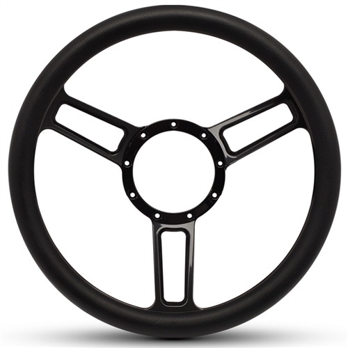 Launch Symmetrical Billet Steering Wheel 13-1/2" Gloss Black Spokes/Black Grip