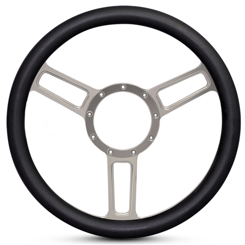 Launch Symmetrical Billet Steering Wheel 13-1/2" Clear Anodized Spokes/Black Grip