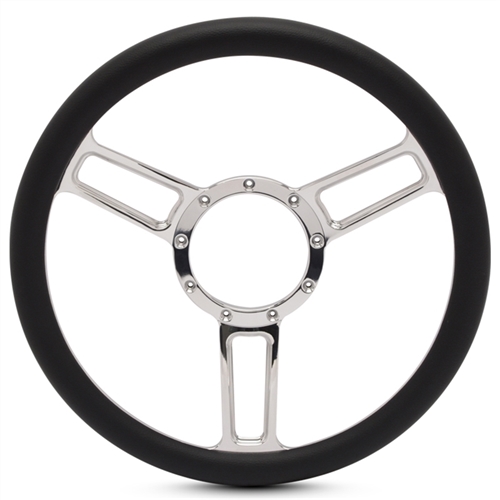 Launch Symmetrical Billet Steering Wheel 13-1/2" Clear Coat Spokes/Black Grip