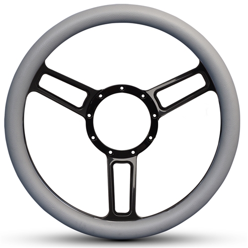 Launch Symmetrical Billet Steering Wheel 13-1/2" Black Anodized Spokes/Grey Grip